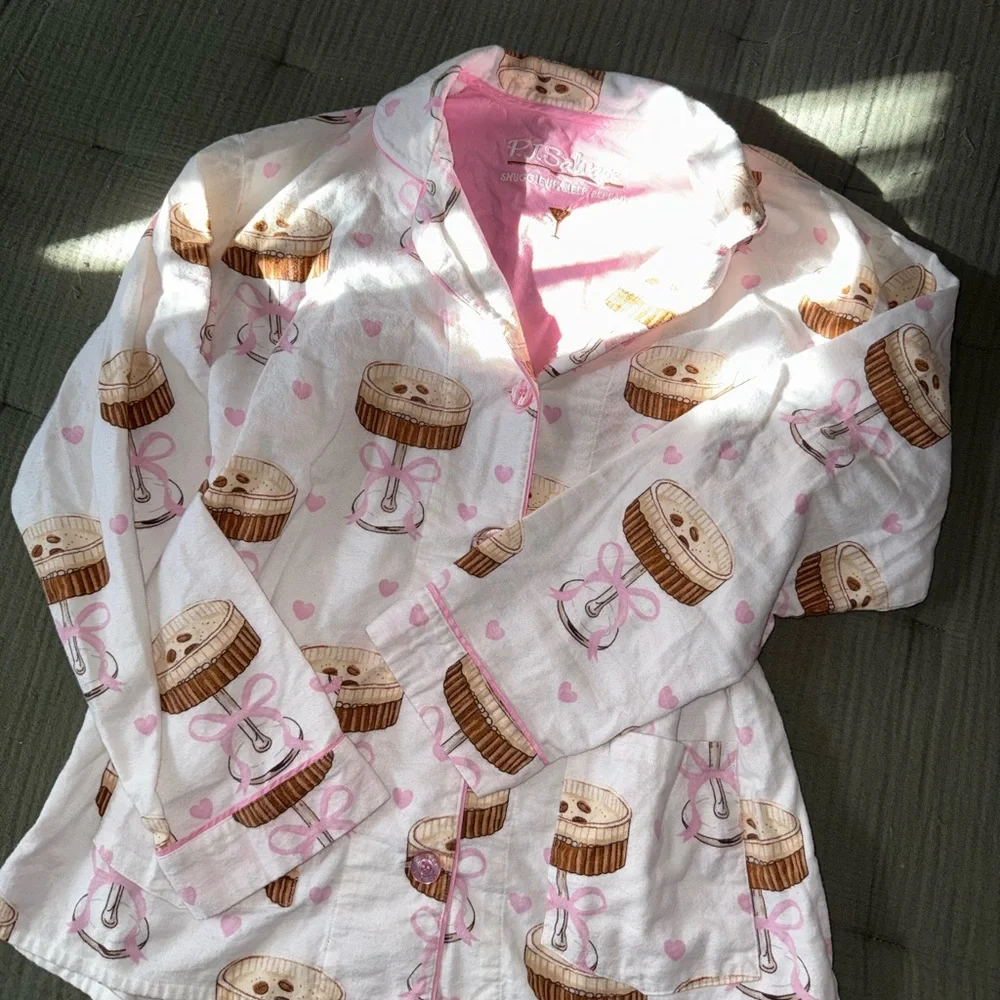 PJ Salvage Pink and White Espresso Martini Pajama Set - Picture 8 of 11